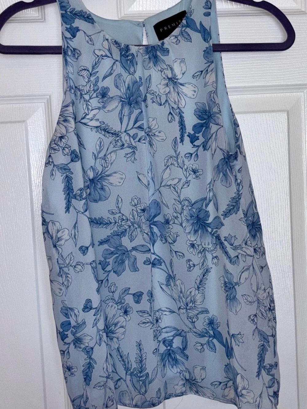 Premise Blue Floral Sleeveless Blouse Size XS
